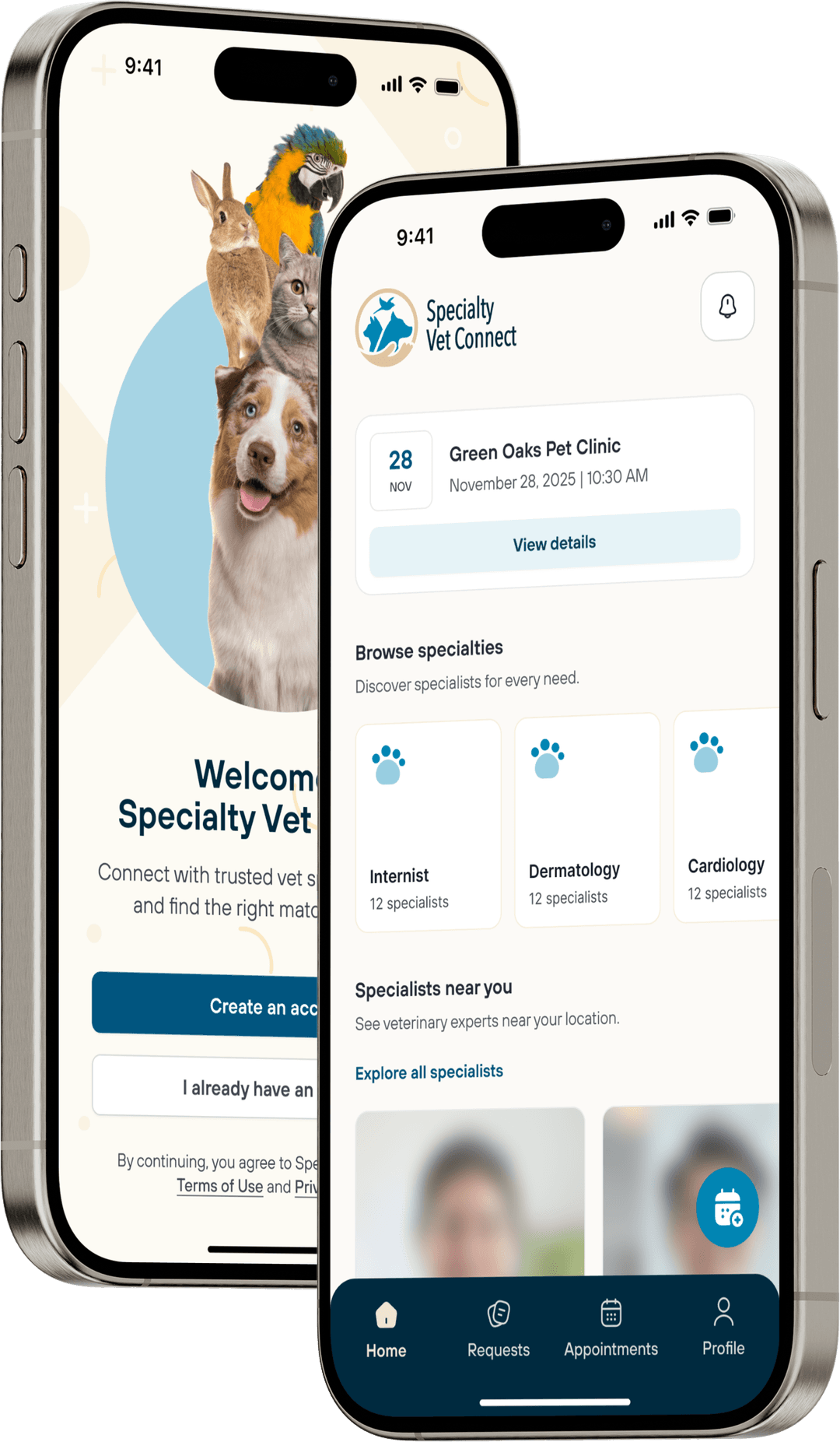 Specialty Vet Connect app preview